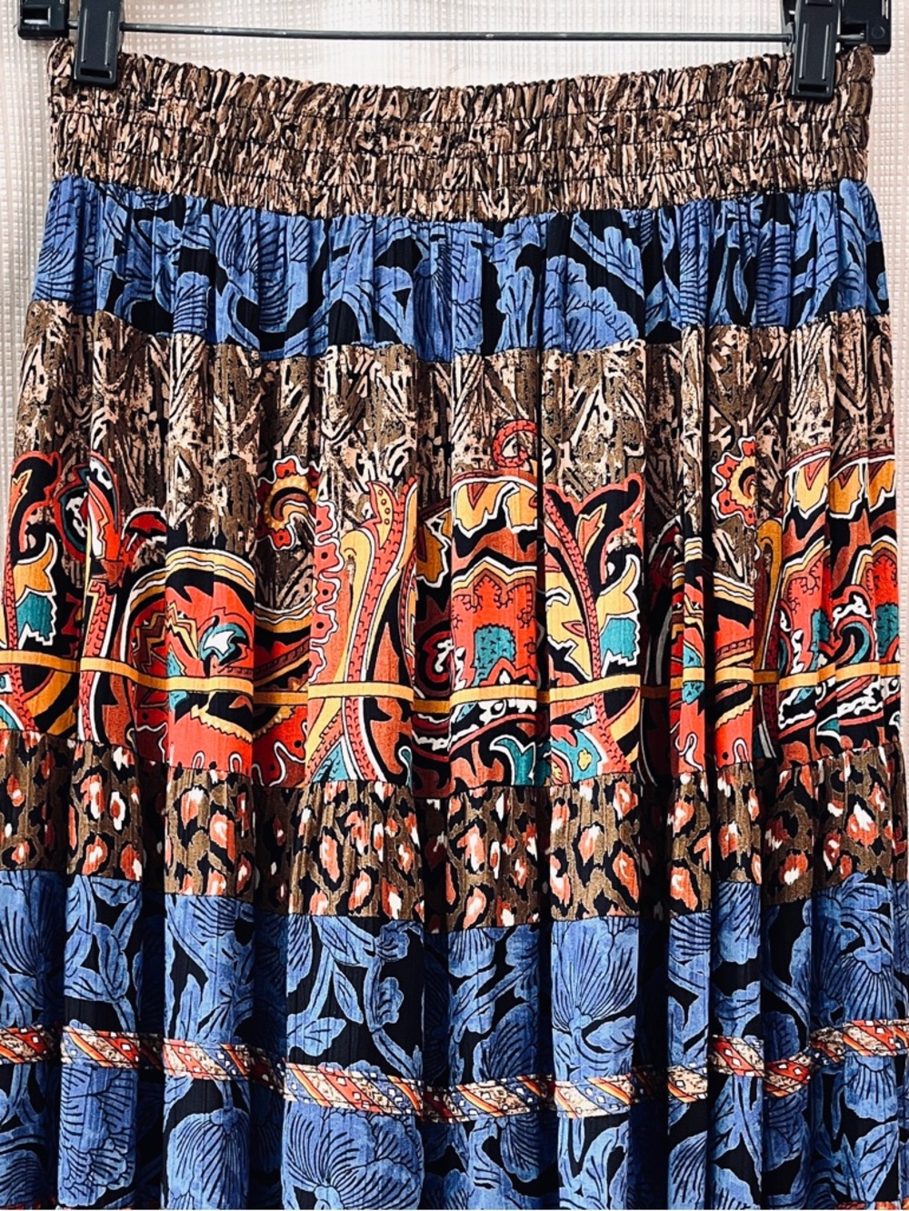 Vintage 90s Carole Little Boho Whimsigoth Tiered Skirt Patchwork Baroque Funky - Picture 10 of 15
